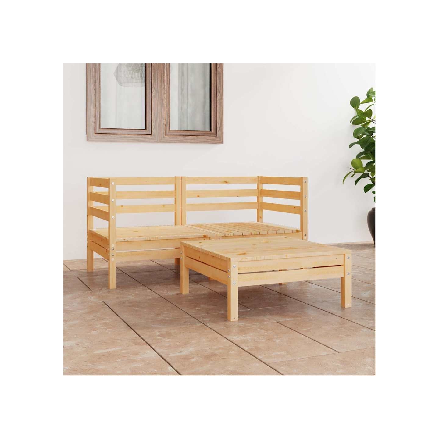 Salon de jardin 3 pcs Bois de pin massif