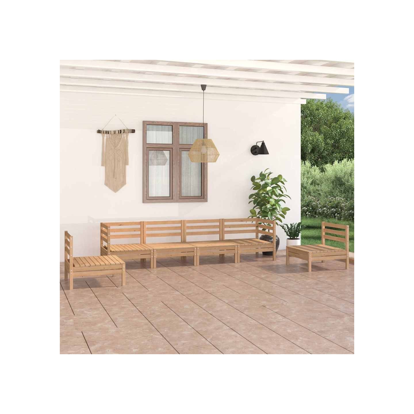 Salon de jardin 6 pcs Bois de pin massif