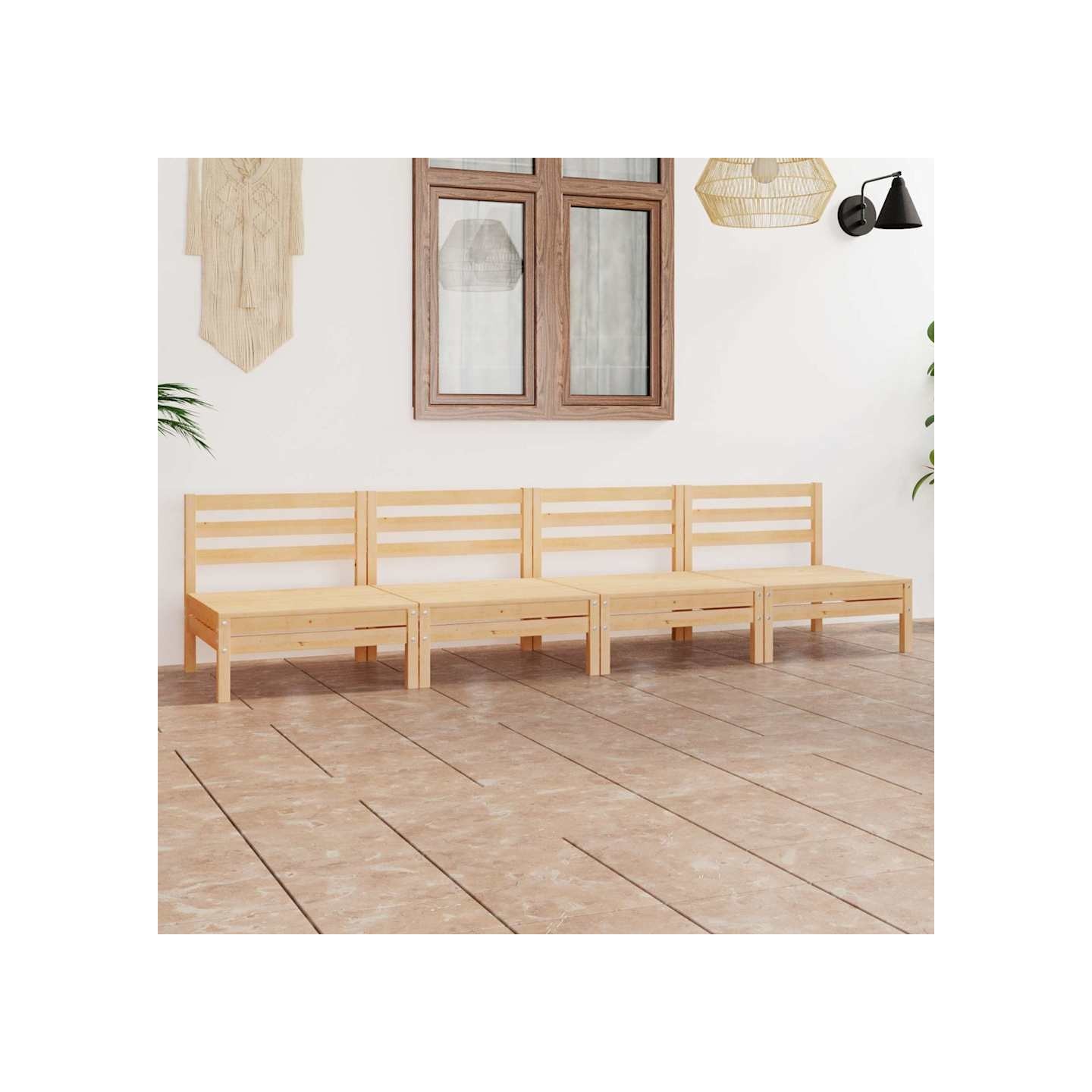 Salon de jardin 4 pcs Bois de pin massif