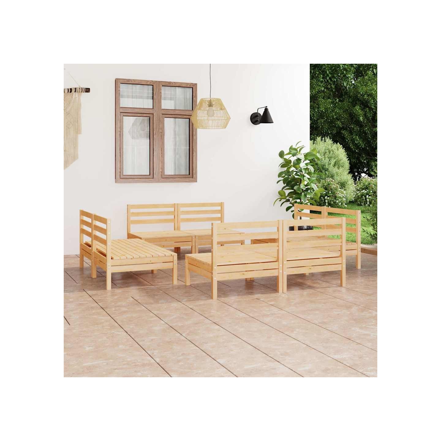 Salon de jardin 8 pcs Bois de pin massif