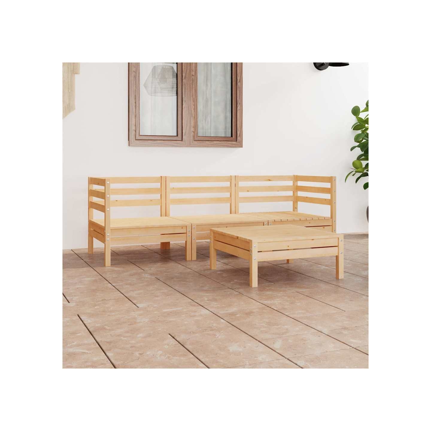 Salon de jardin 4 pcs Bois de pin massif