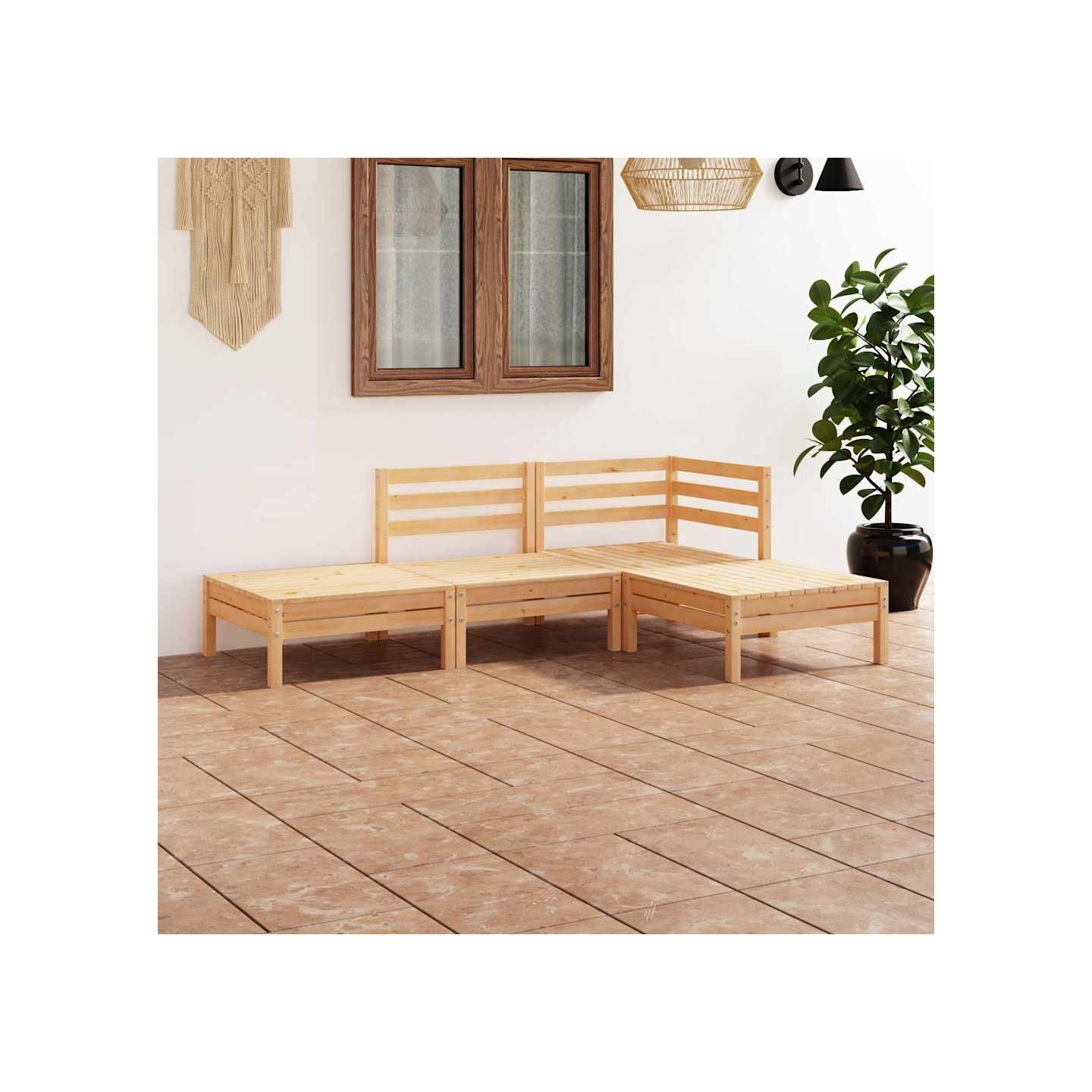 Salon de jardin 4 pcs Bois de pin massif