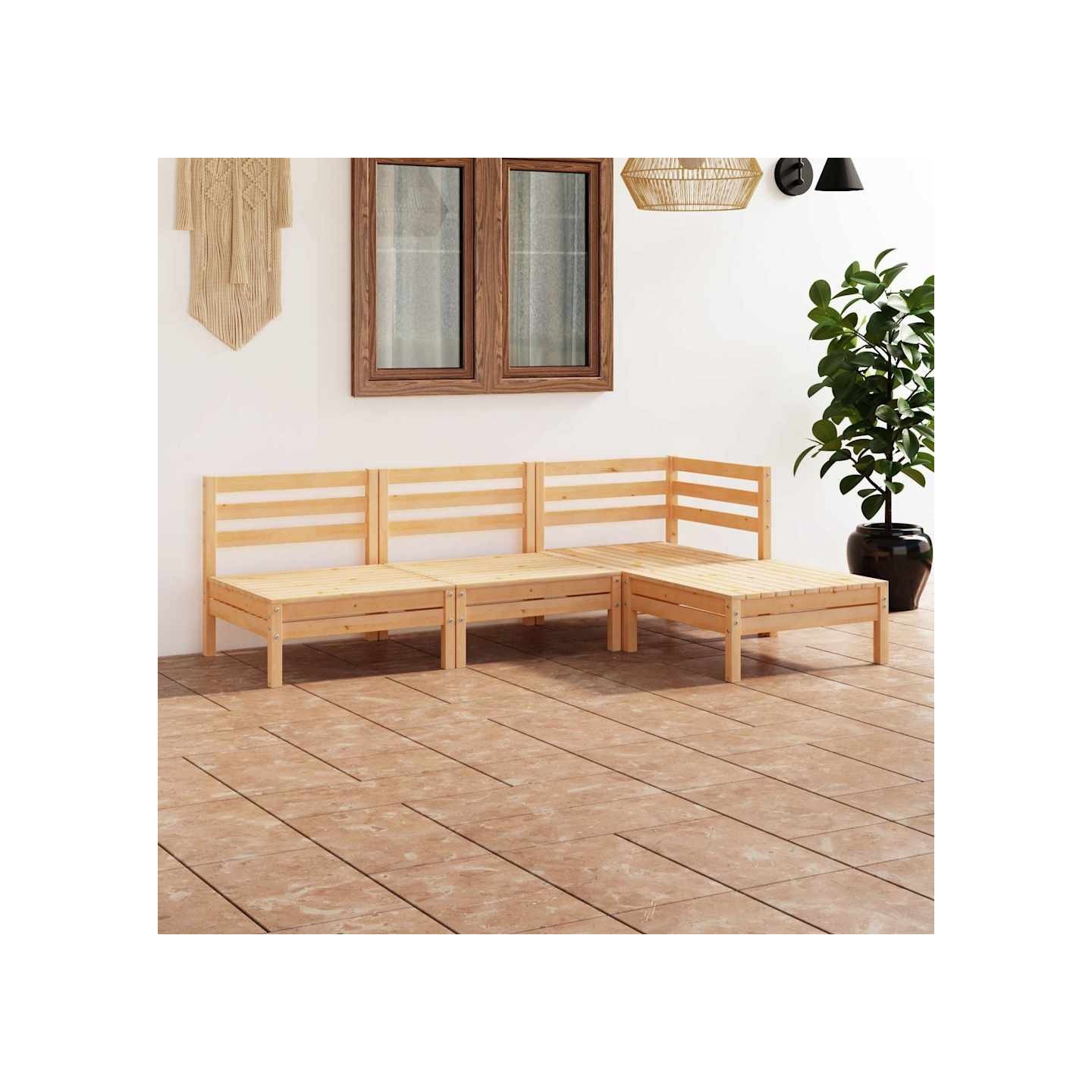 Salon de jardin 4 pcs Bois de pin massif