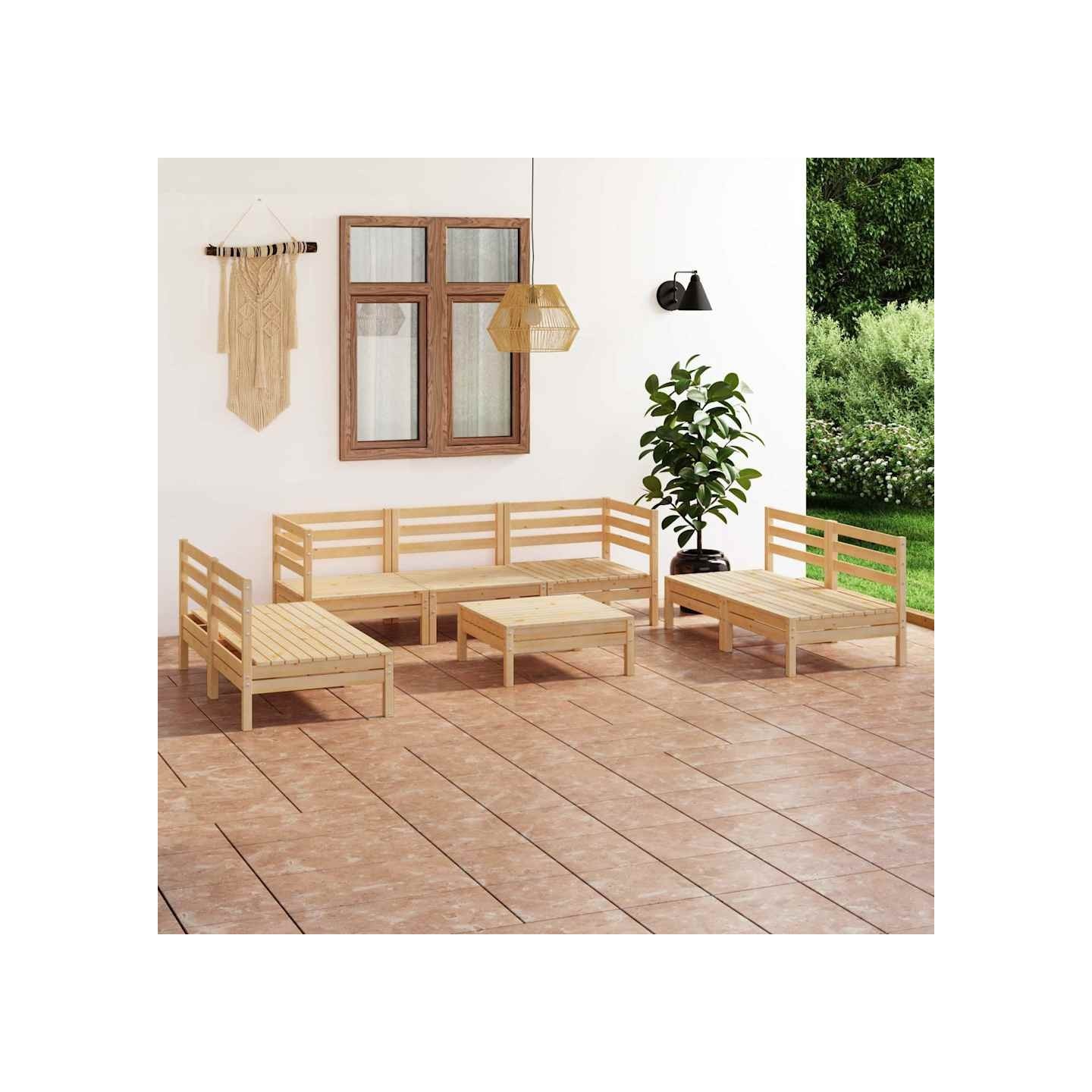 Salon de jardin 8 pcs Bois de pin massif