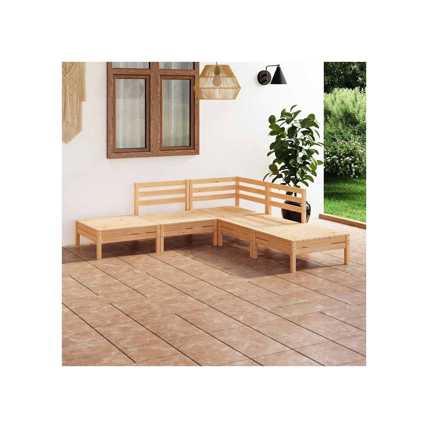 Salon de jardin 5 pcs Bois de pin massif