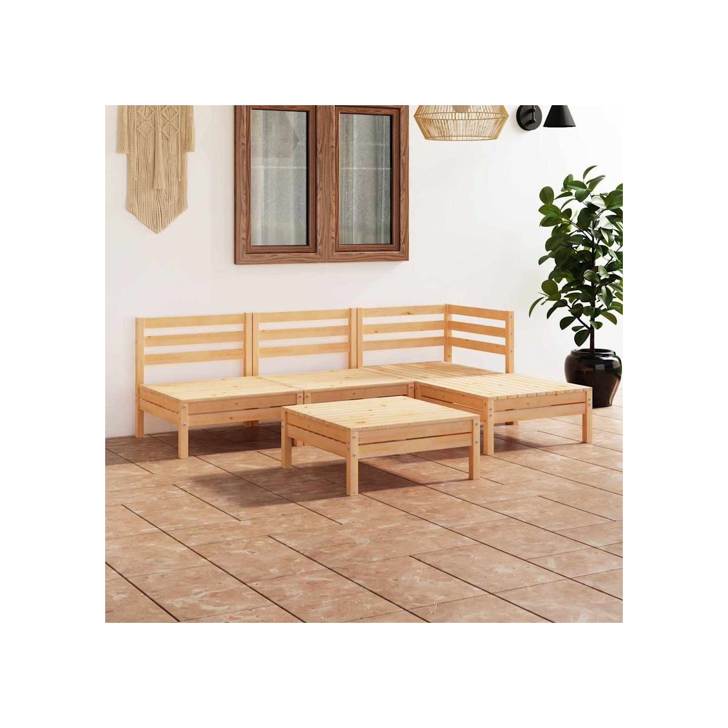 Salon de jardin 5 pcs Bois de pin massif