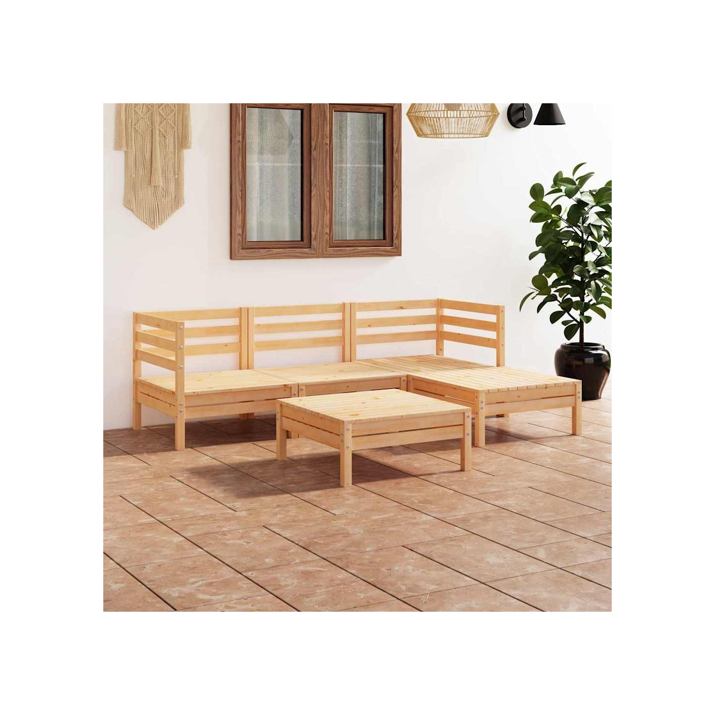 Salon de jardin 5 pcs Bois de pin massif
