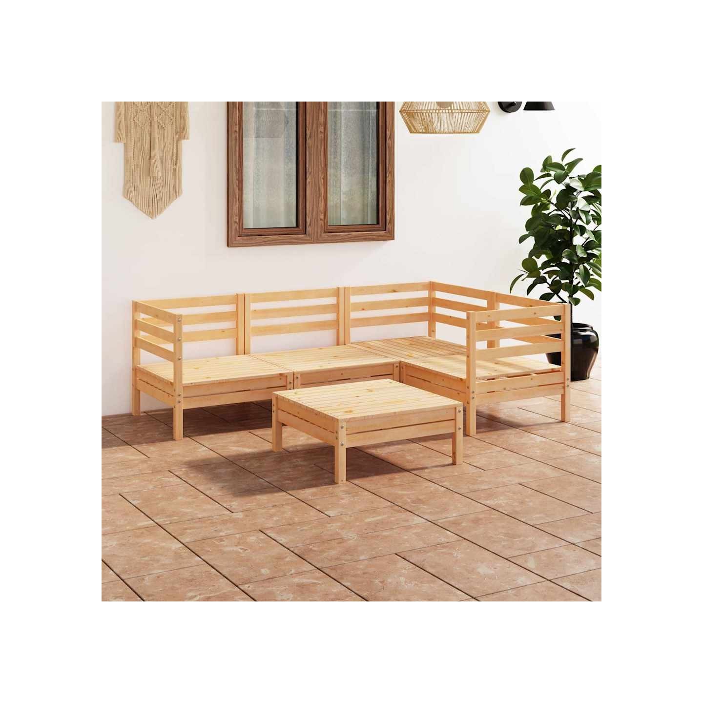 Salon de jardin 5 pcs Bois de pin massif