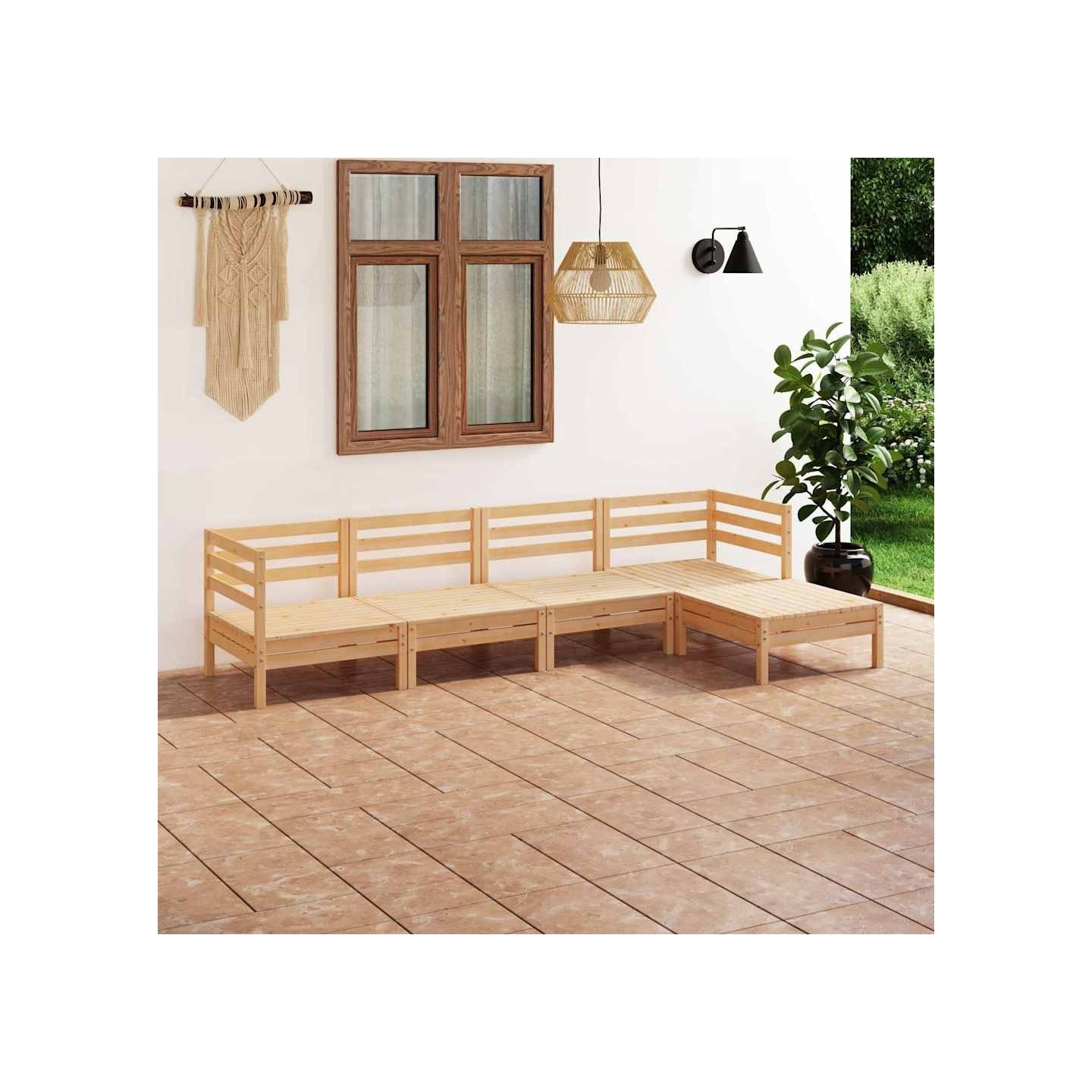 Salon de jardin 5 pcs Bois de pin massif