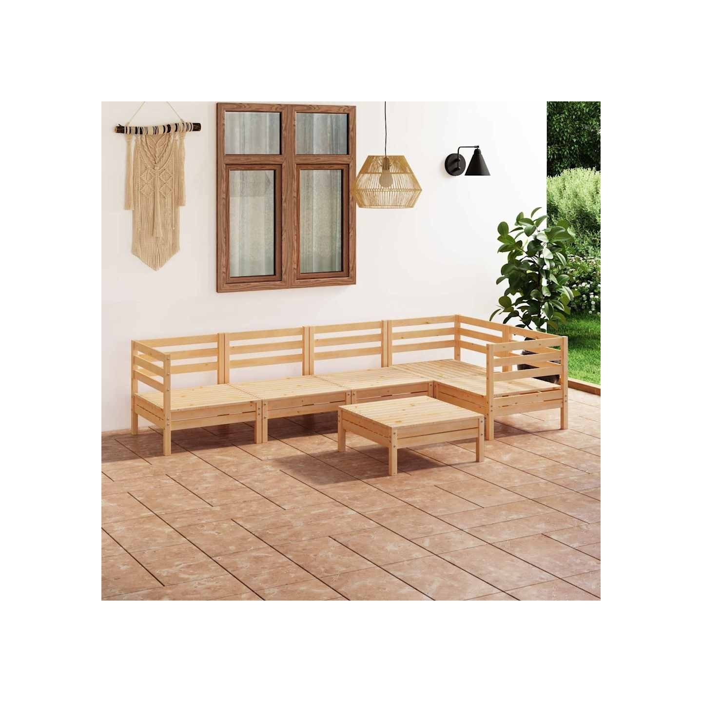 Salon de jardin 6 pcs Bois de pin massif