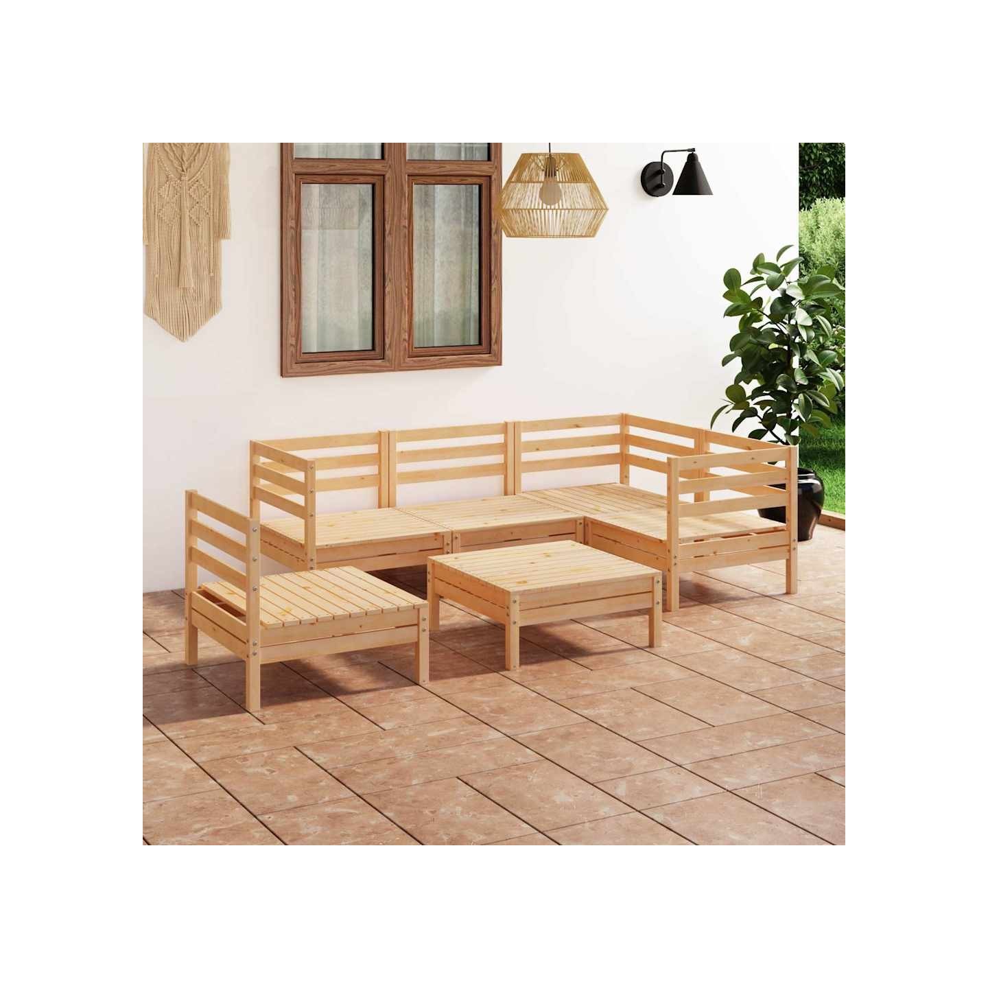 Salon de jardin 6 pcs Bois de pin massif