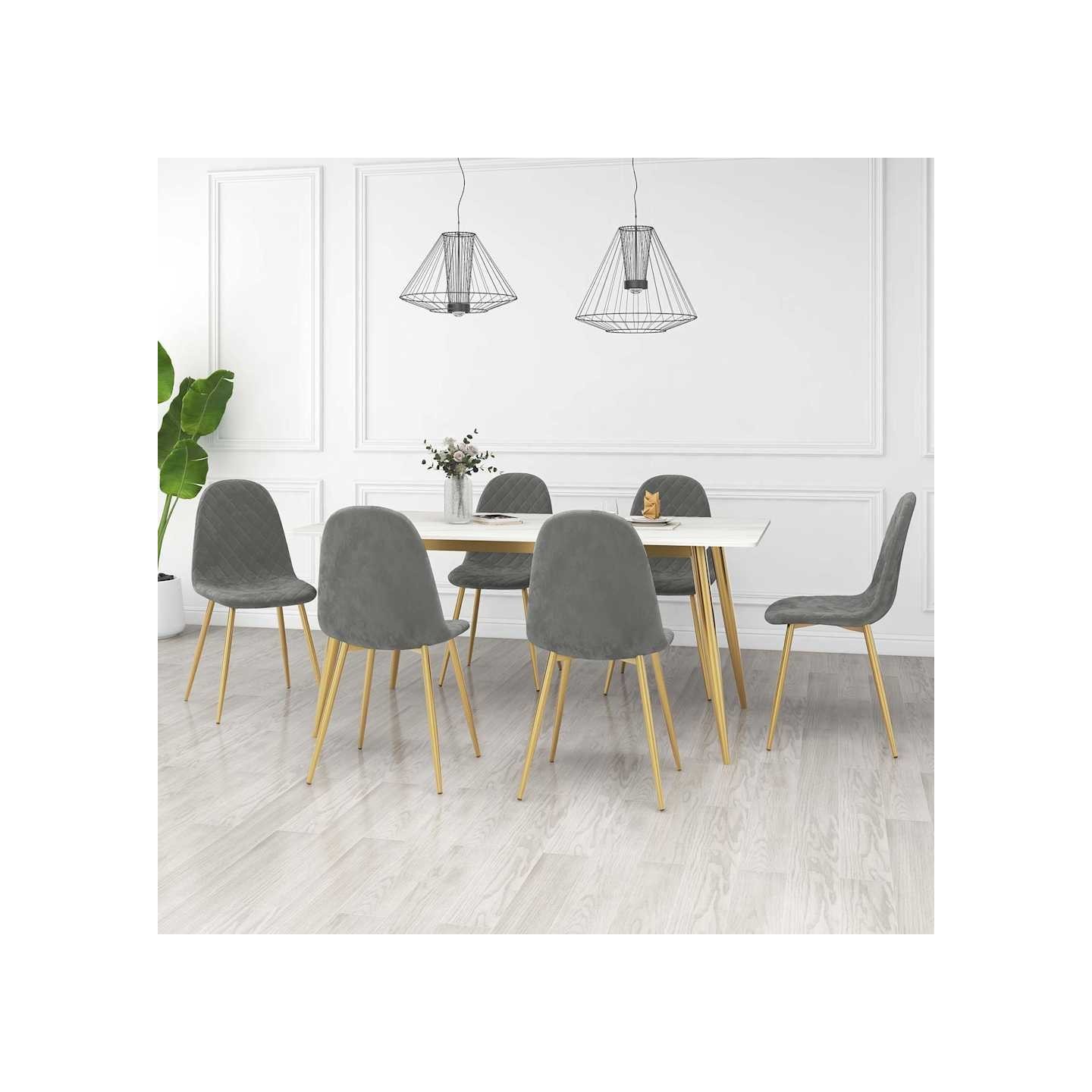 Chaises à manger lot de 6 gris clair velours
