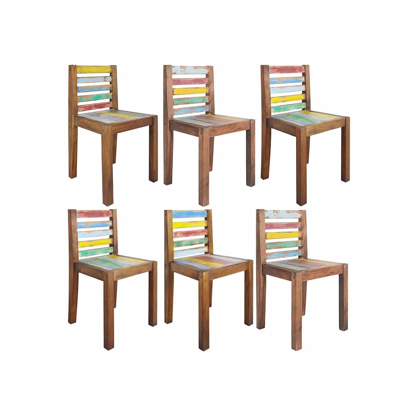 Chaises à manger lot de 6 bois de récupération solide