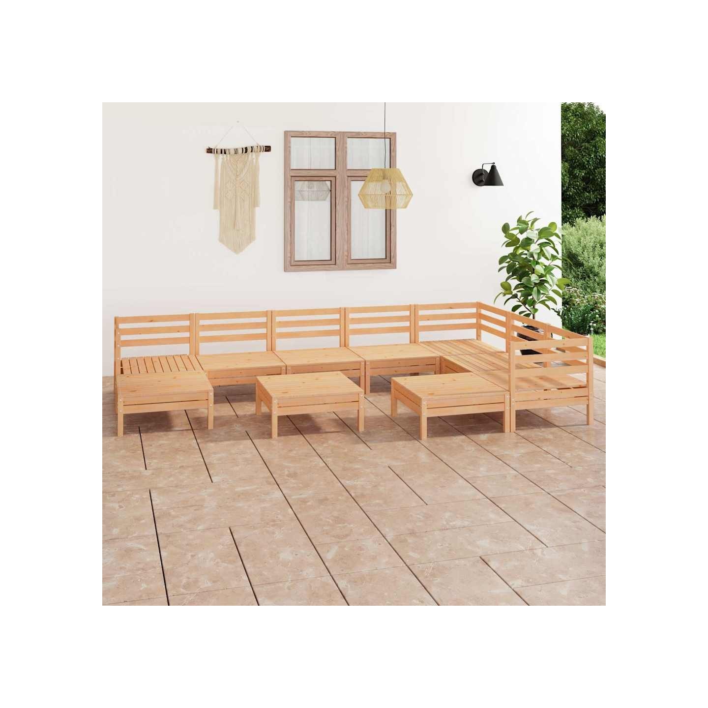 Salon de jardin 10 pcs Bois de pin massif