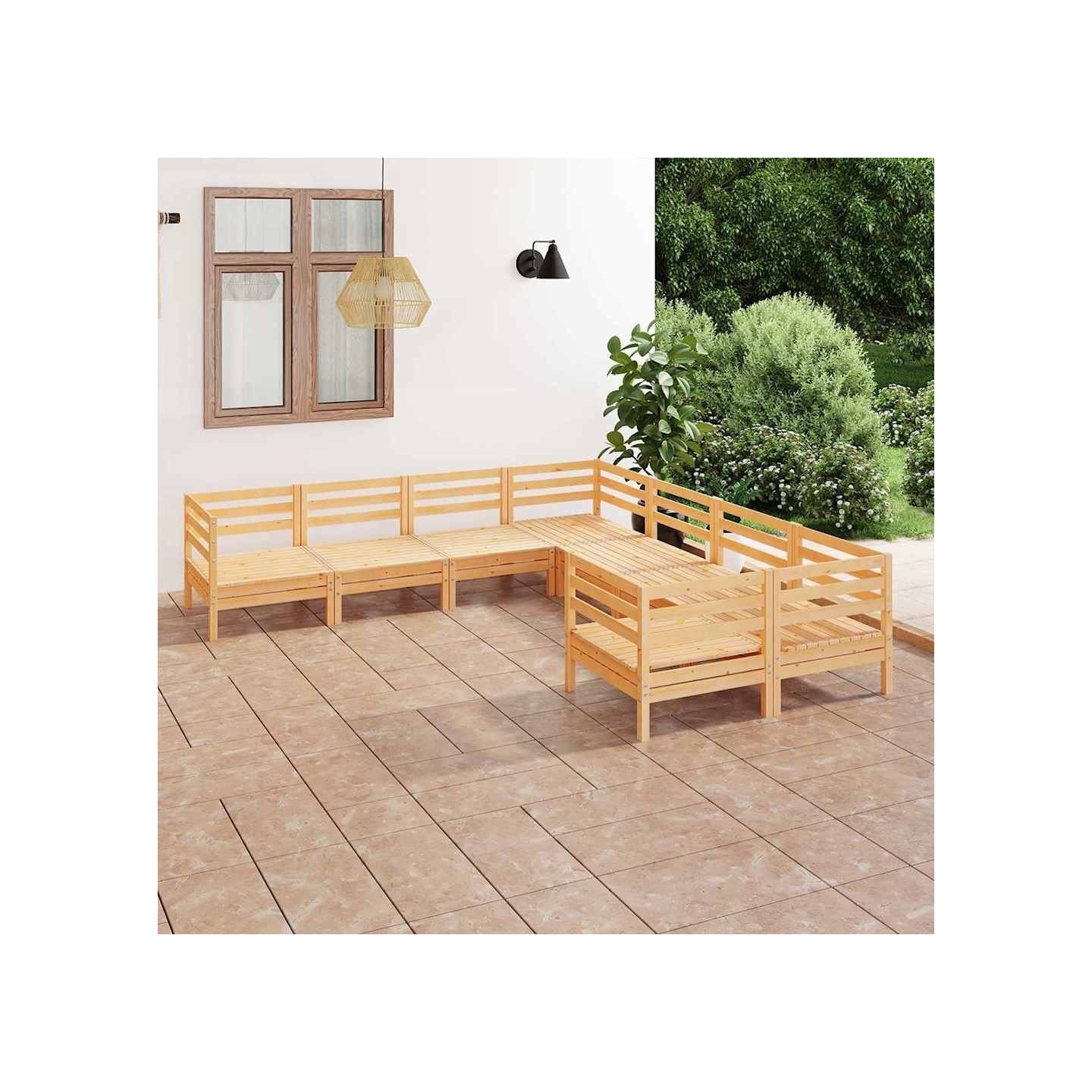 Salon de jardin 8 pcs Bois de pin massif