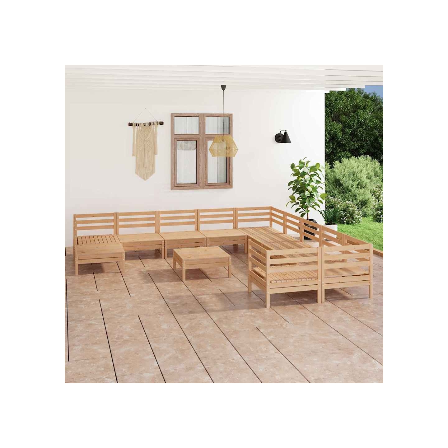 Salon de jardin 12 pcs Bois de pin massif