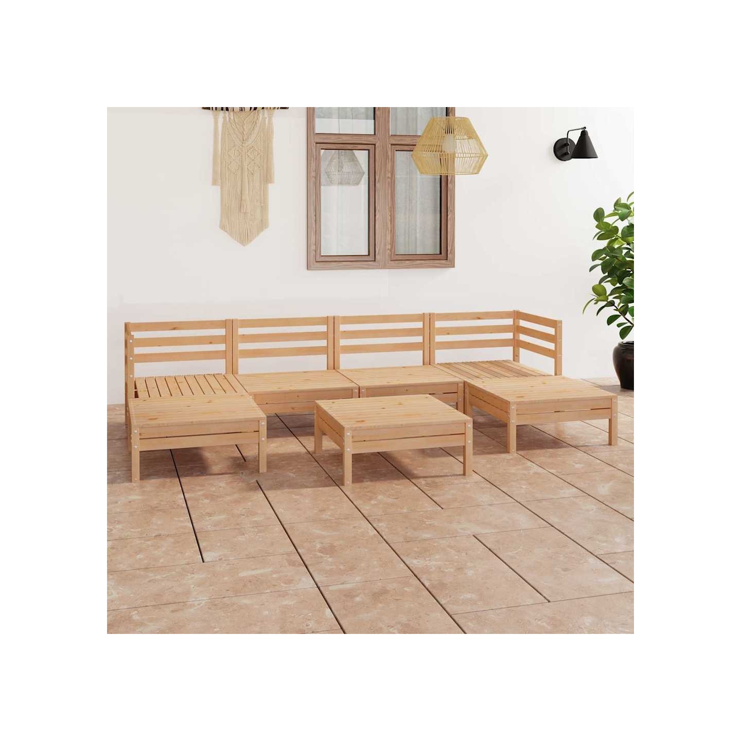 Salon de jardin 7 pcs Bois de pin massif