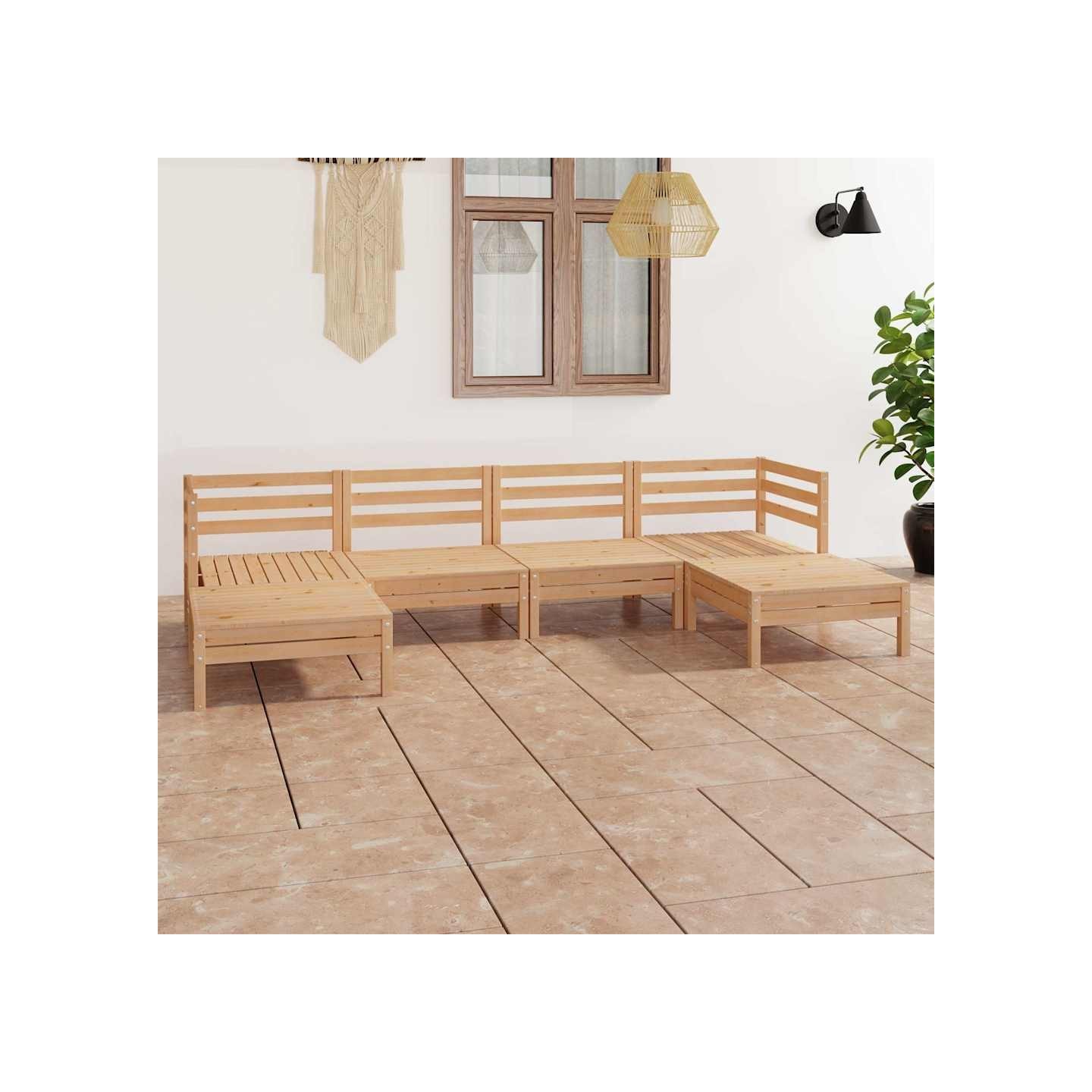 Salon de jardin 6 pcs Bois de pin massif