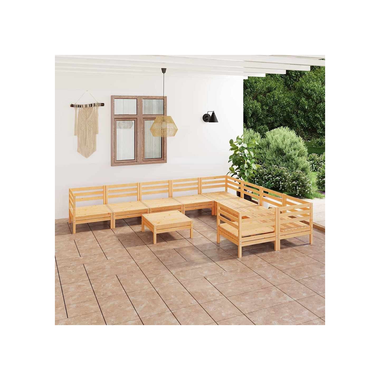 Salon de jardin 10 pcs Bois de pin massif