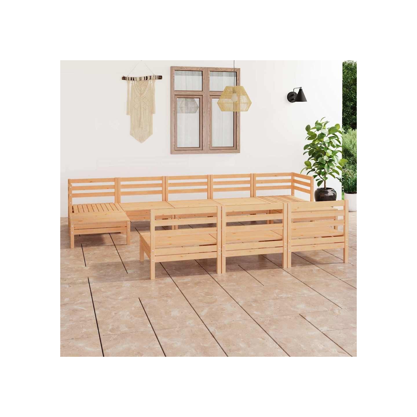 Salon de jardin 10 pcs Bois de pin massif