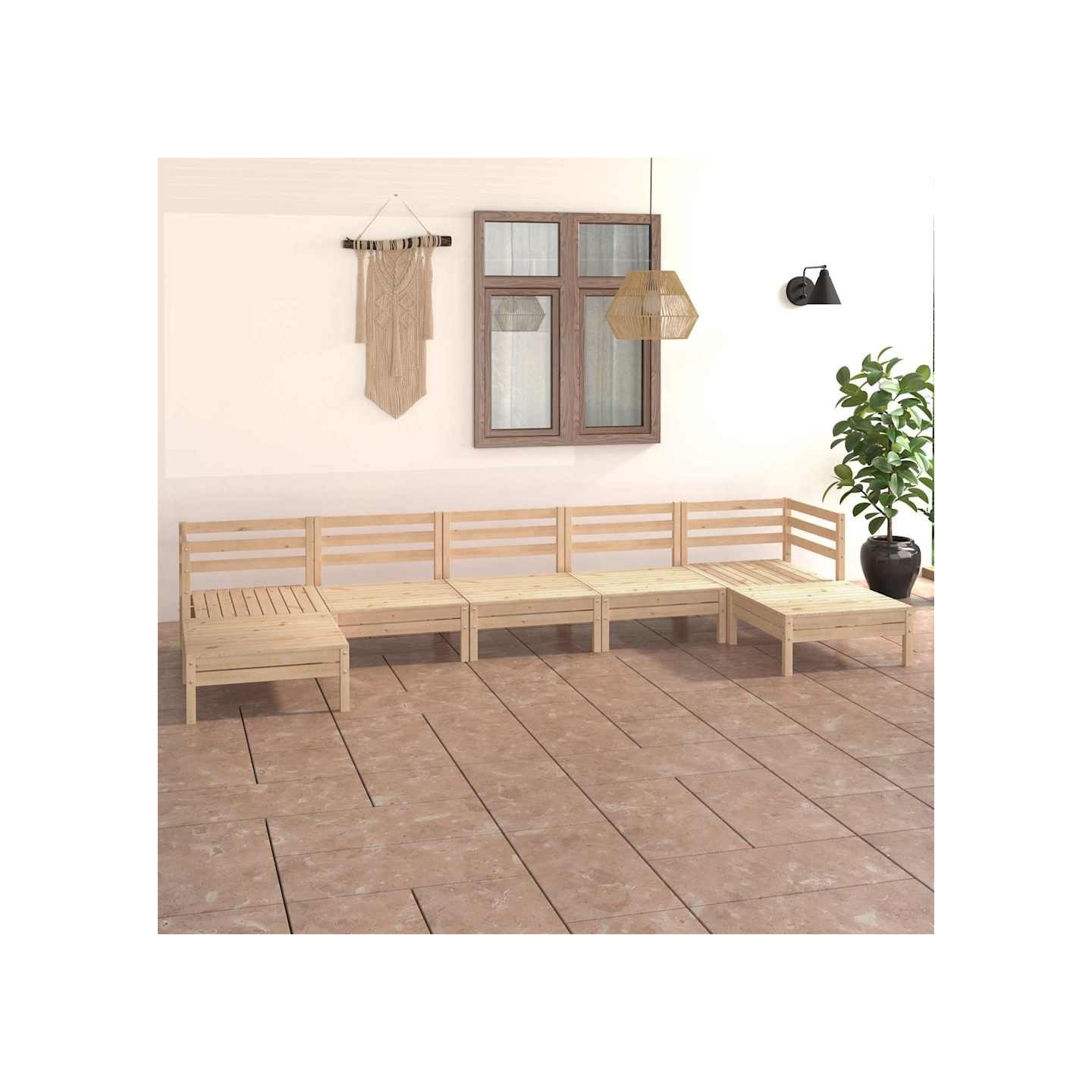 Salon de jardin 7 pcs Bois de pin massif