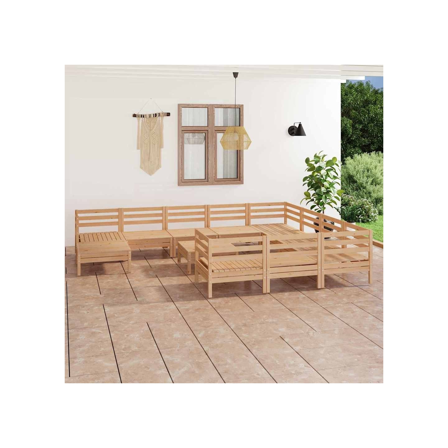Salon de jardin 12 pcs Bois de pin massif