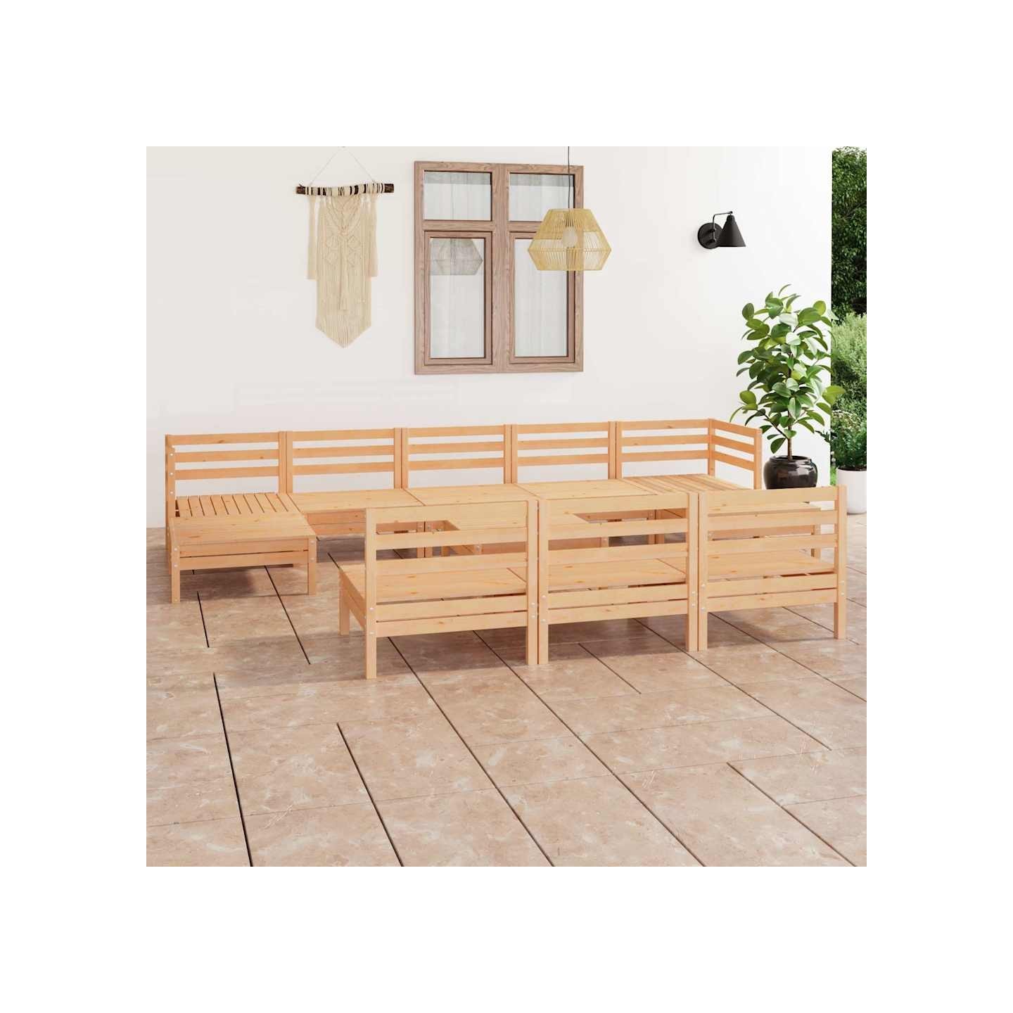 Salon de jardin 11 pcs Bois de pin massif