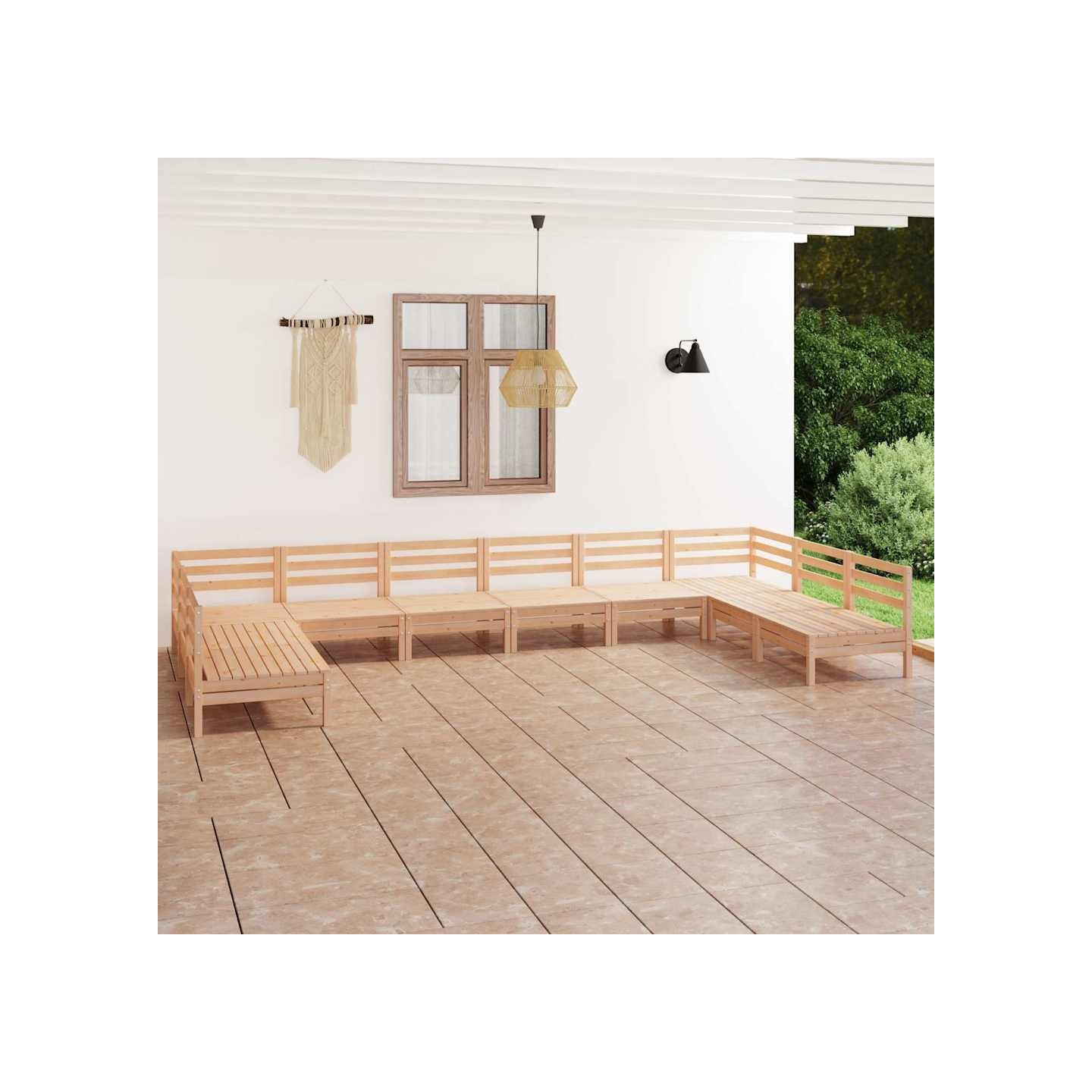Salon de jardin 10 pcs Bois de pin massif