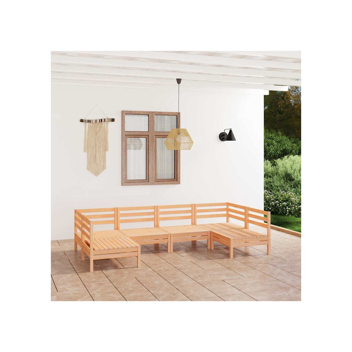Salon de jardin 6 pcs Bois de pin massif