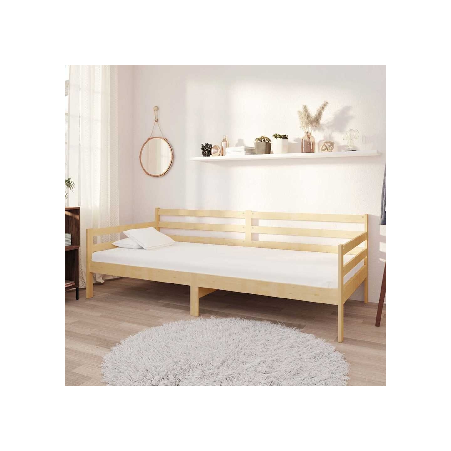 Lit de repos avec matelas 90x200 cm Bois de pin massif