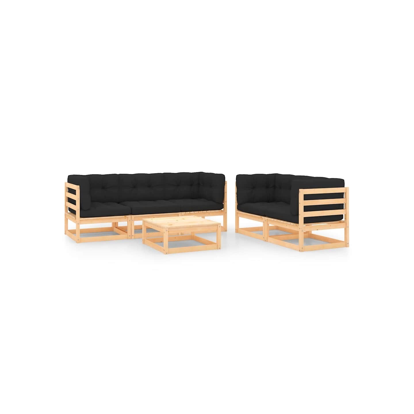 Salon de jardin 6 pcs avec coussins Bois de pin massif