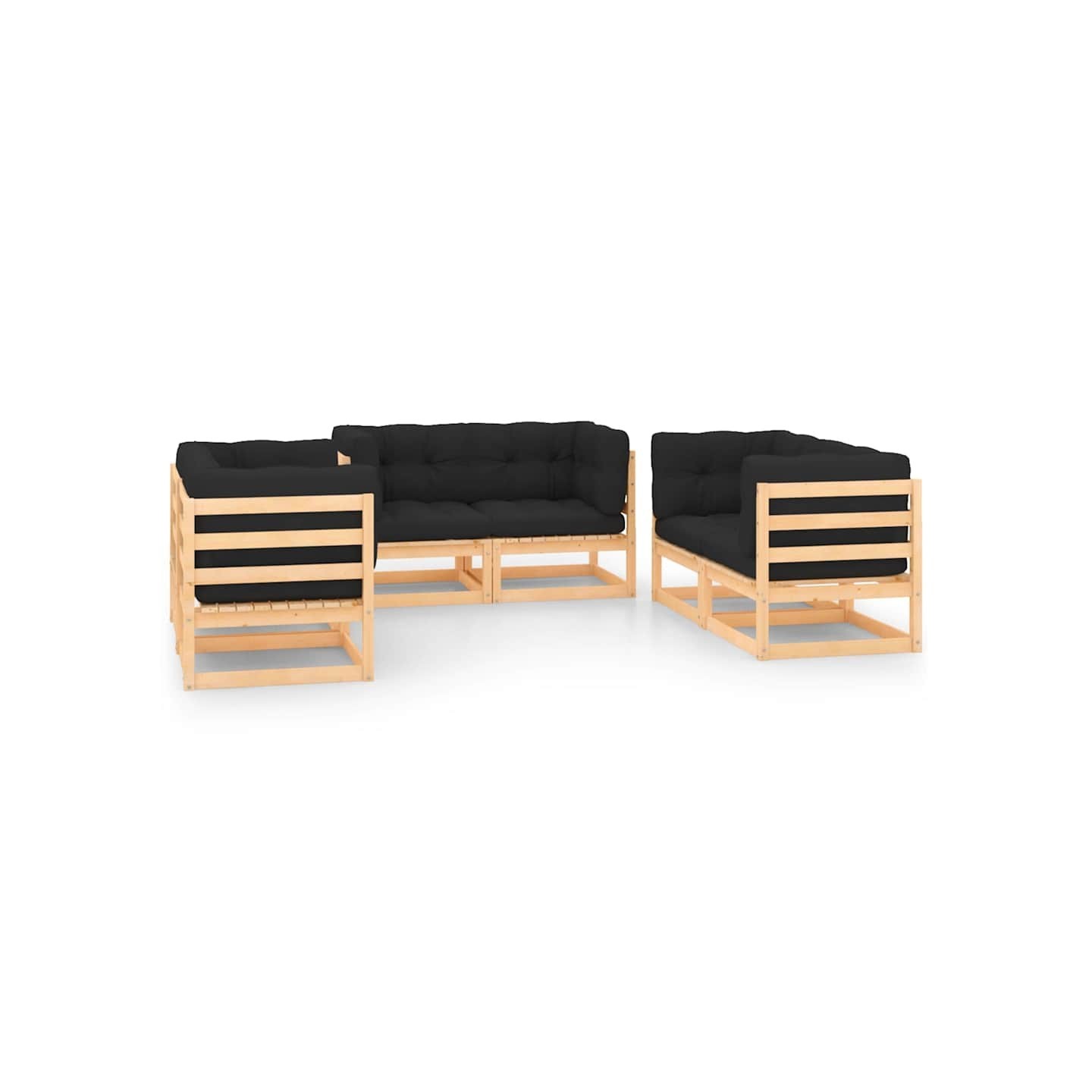 Salon de jardin 6 pcs avec coussins Bois de pin massif
