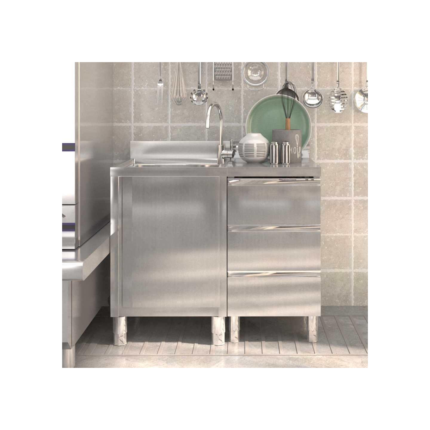 Armoires de cuisine commerciales 2 pièces en acier inoxydable