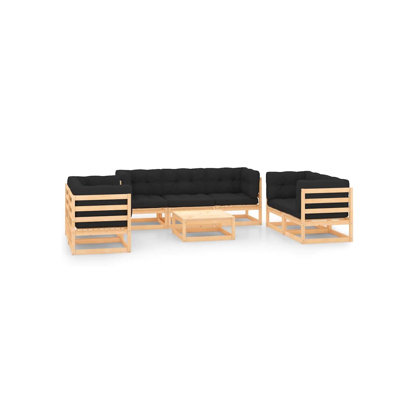Salon de jardin 8 pcs avec coussins Bois de pin massif