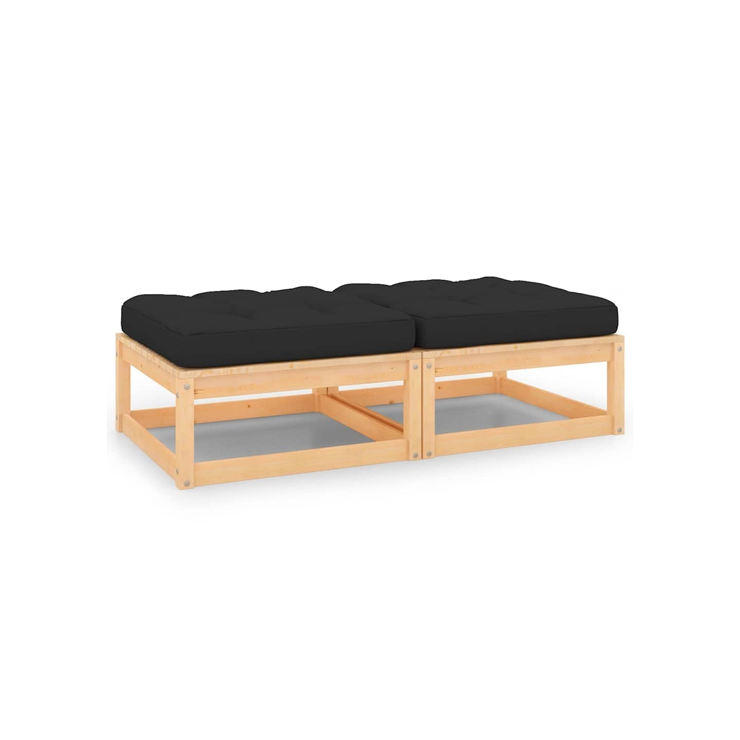 Repose-pieds de jardin avec coussins lot de 2 Pin massif