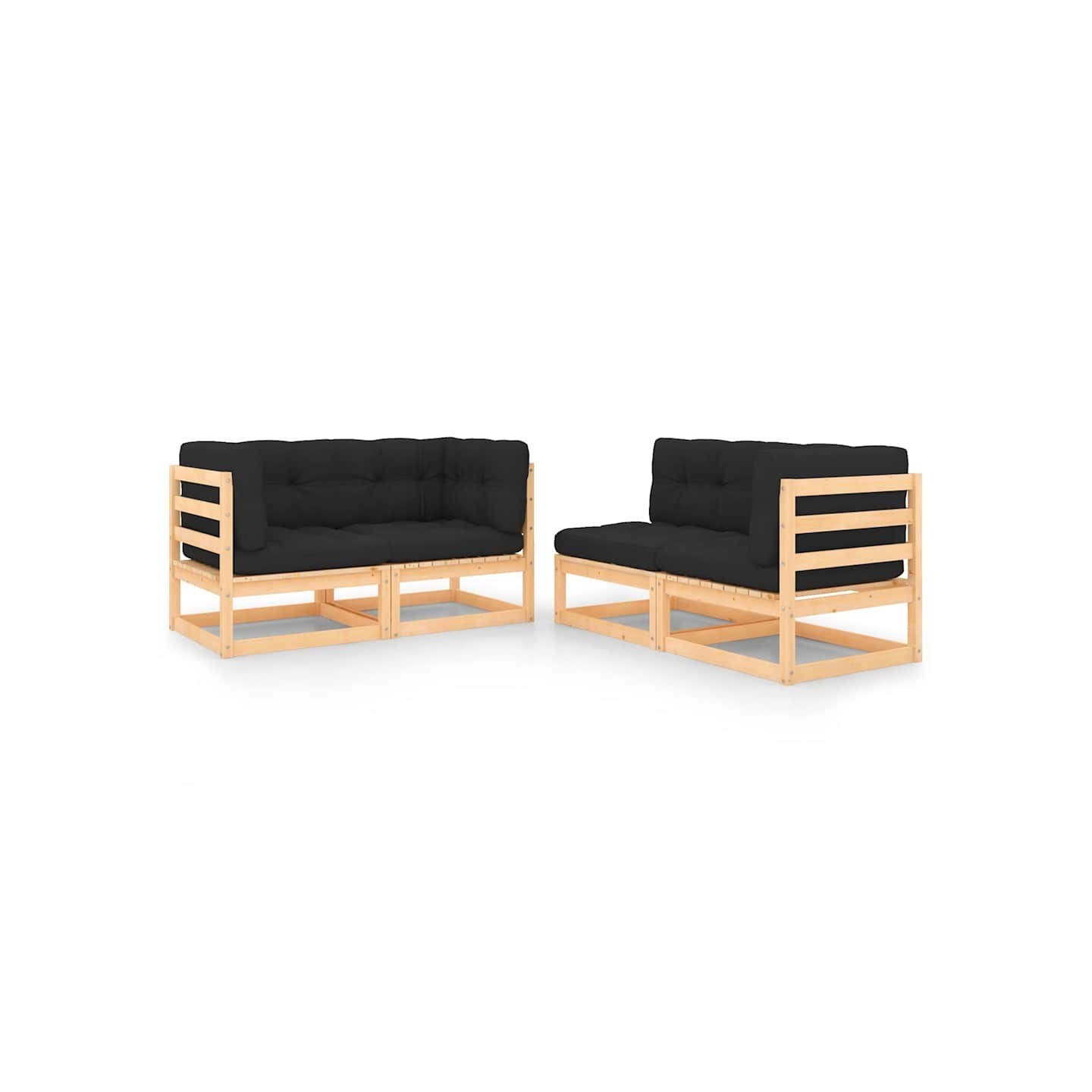Salon de jardin 4 pcs avec coussins Bois de pin massif