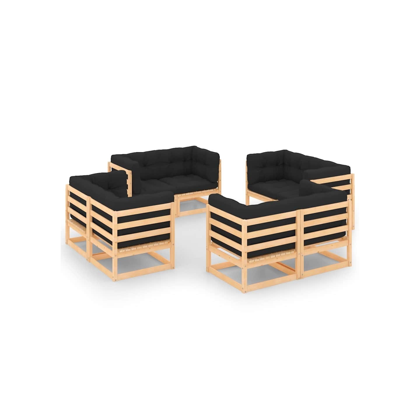 Salon de jardin 8 pcs avec coussins Bois de pin massif