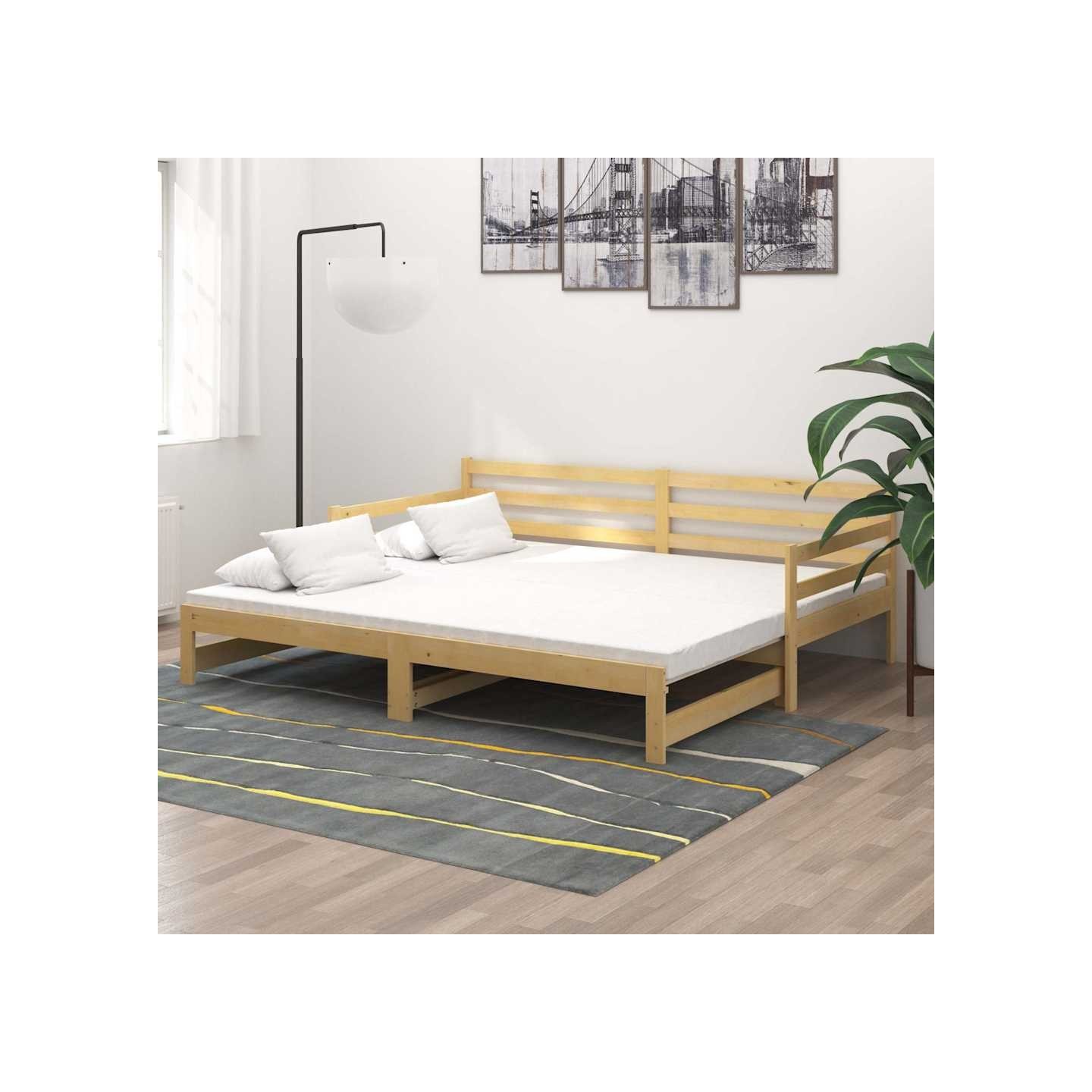 Lit coulissant 2x(90x200) cm Bois de pin massif