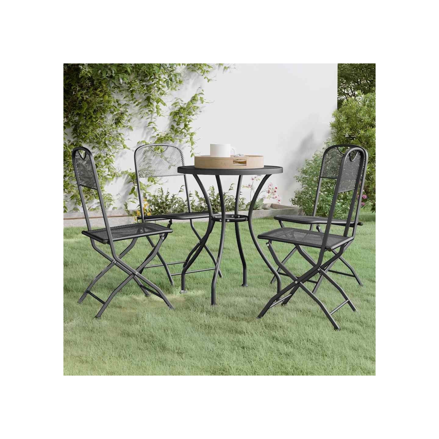 Ensemble à manger de jardin 5 pcs Maille Métal Anthracite