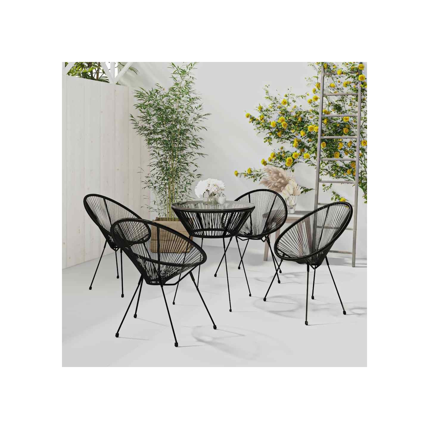 Ensemble à manger de jardin 5 pcs Noir