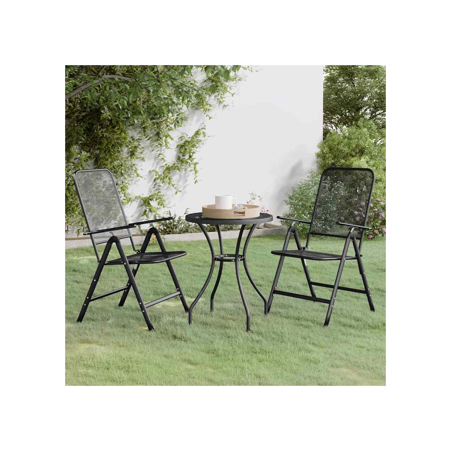 Ensemble à manger de jardin 3 pcs Maille Métal Anthracite
