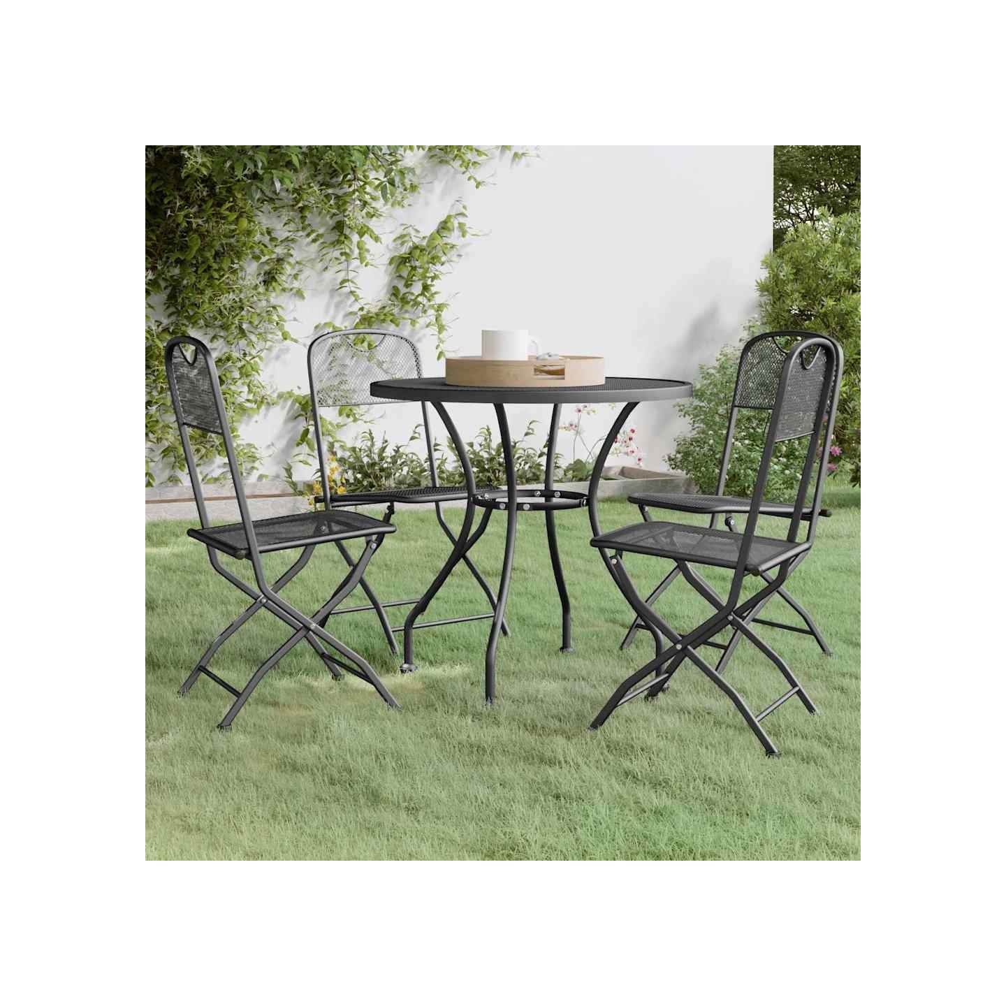 Ensemble à manger de jardin 5 pcs Maille Métal Anthracite