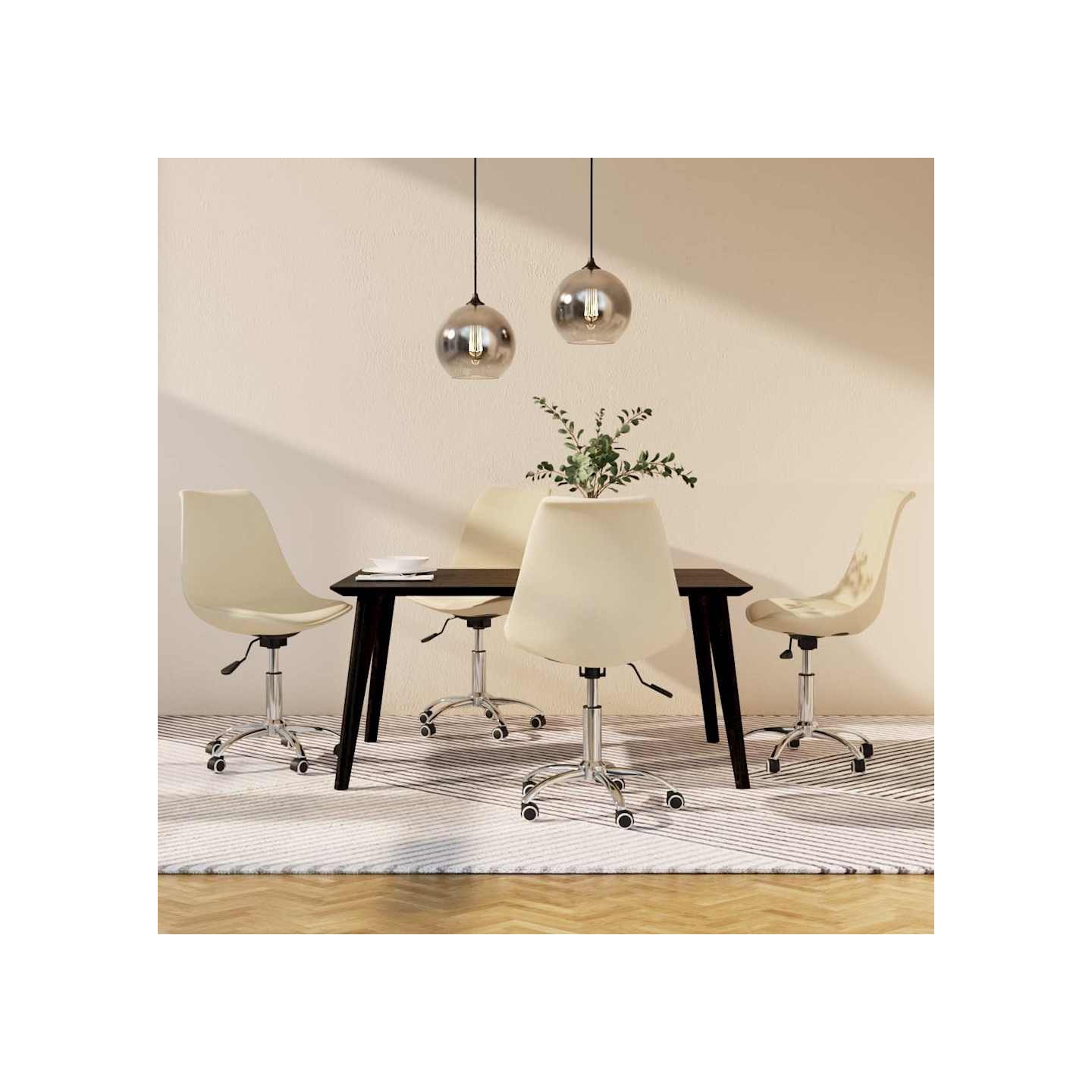 Chaises pivotantes à manger lot de 4 Crème Tissu