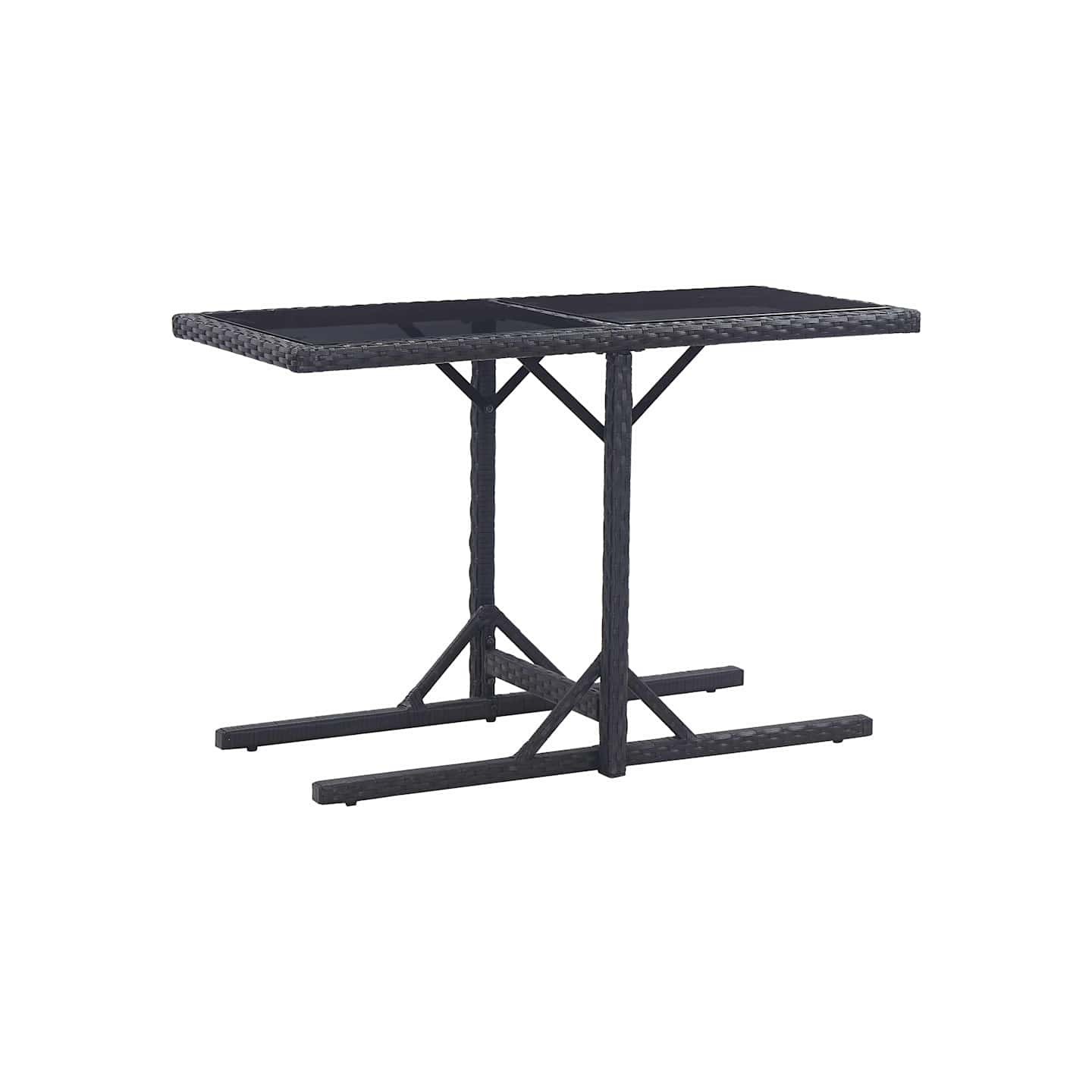 Table de jardin Noir 110x53x72 cm Verre et résine tressée