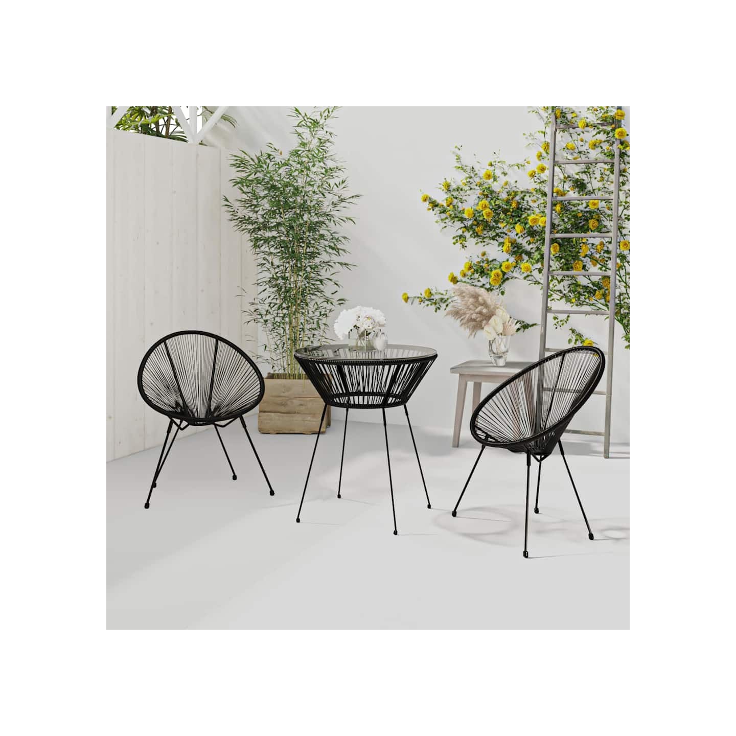 Ensemble à manger de jardin 3 pcs Noir