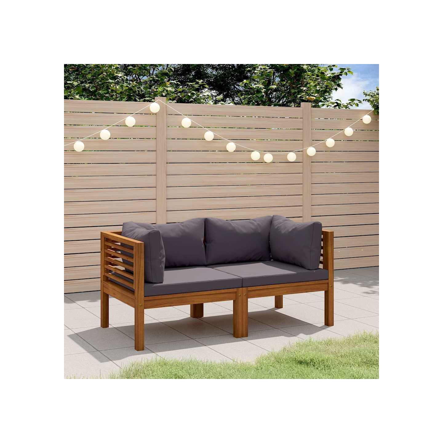 Canapé de jardin à 2 places avec coussin Bois d'acacia massif