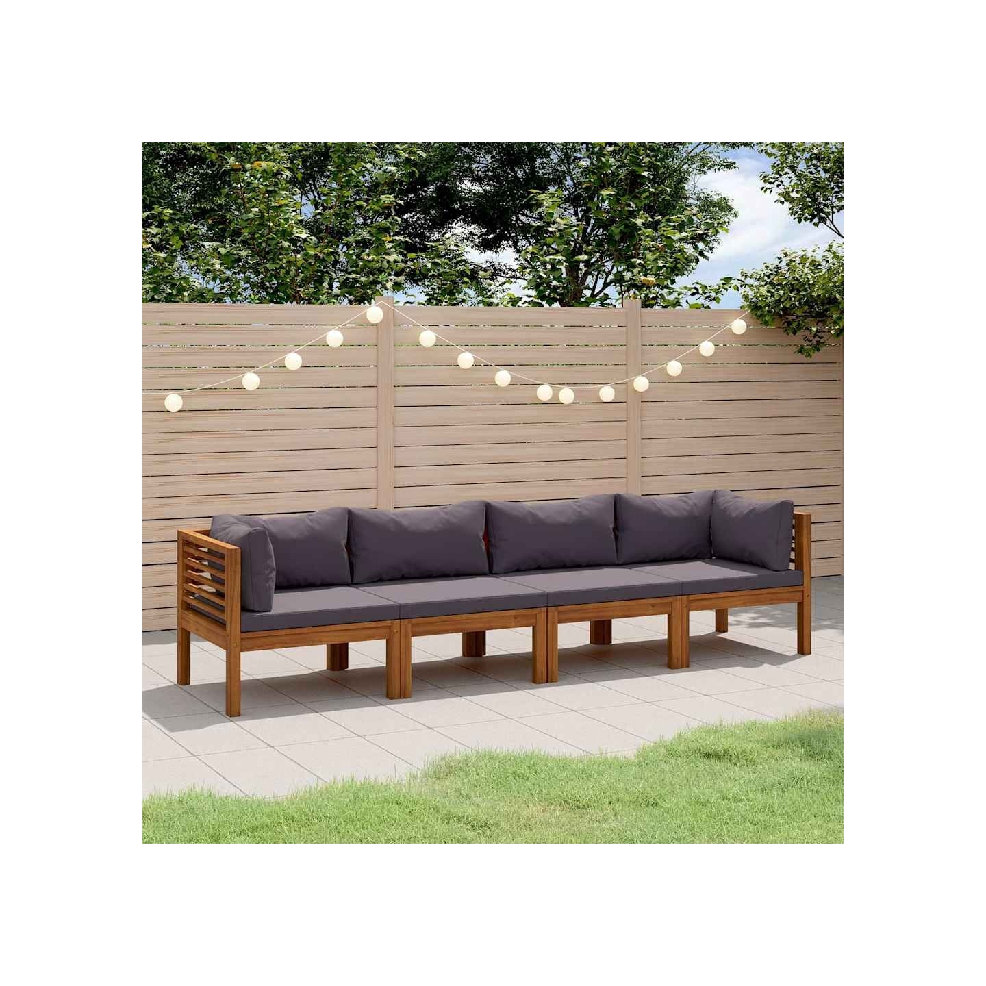 Canapé de jardin à 4 places avec coussin Bois d'acacia massif
