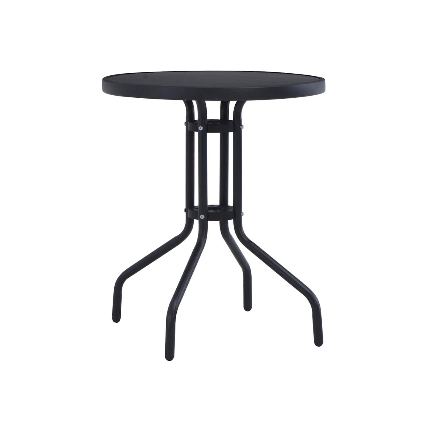 Table de jardin Noir 80 cm Acier et verre