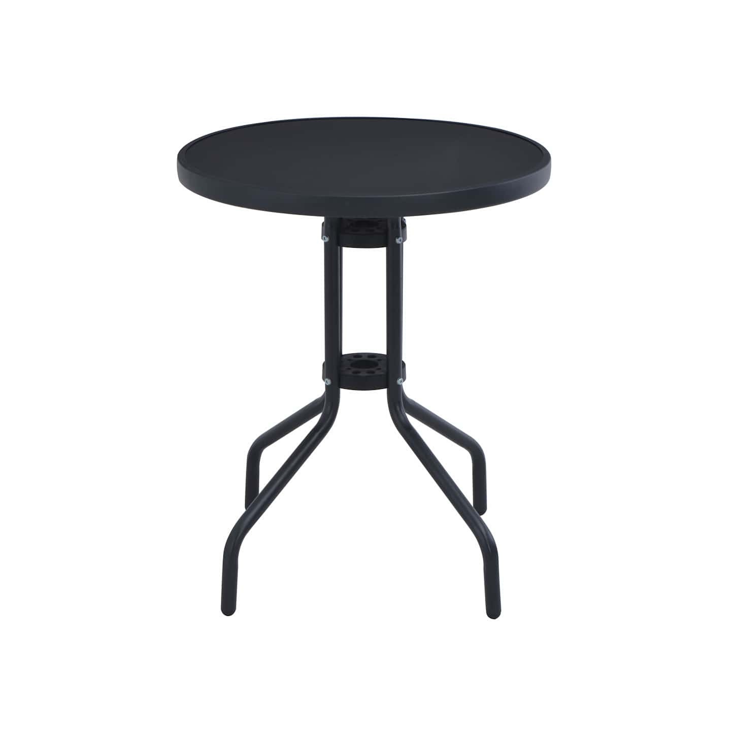 Table de jardin Noir 80 cm Acier et verre