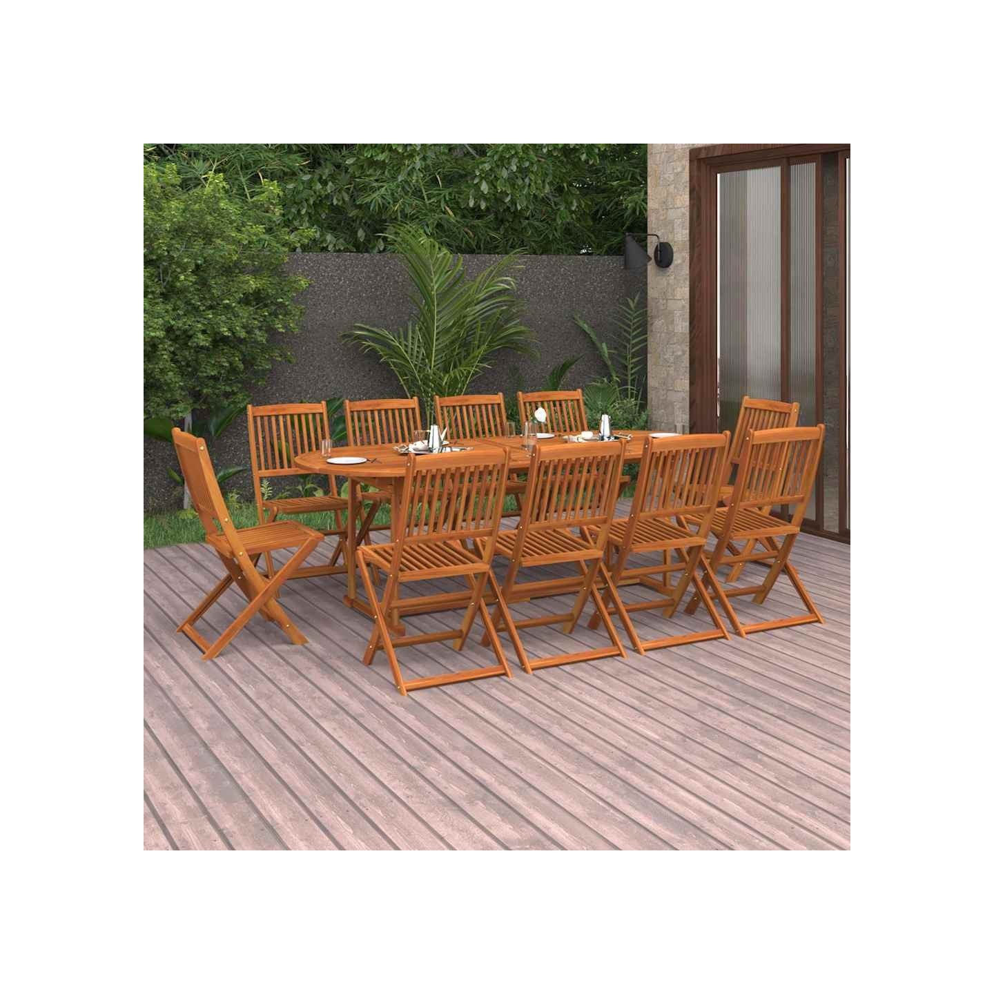Ensemble à manger de jardin 11 pcs 220x90x75 cm bois d'acacia